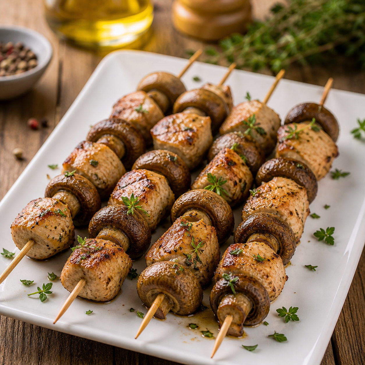 Hähnchen-Champignon Spieß